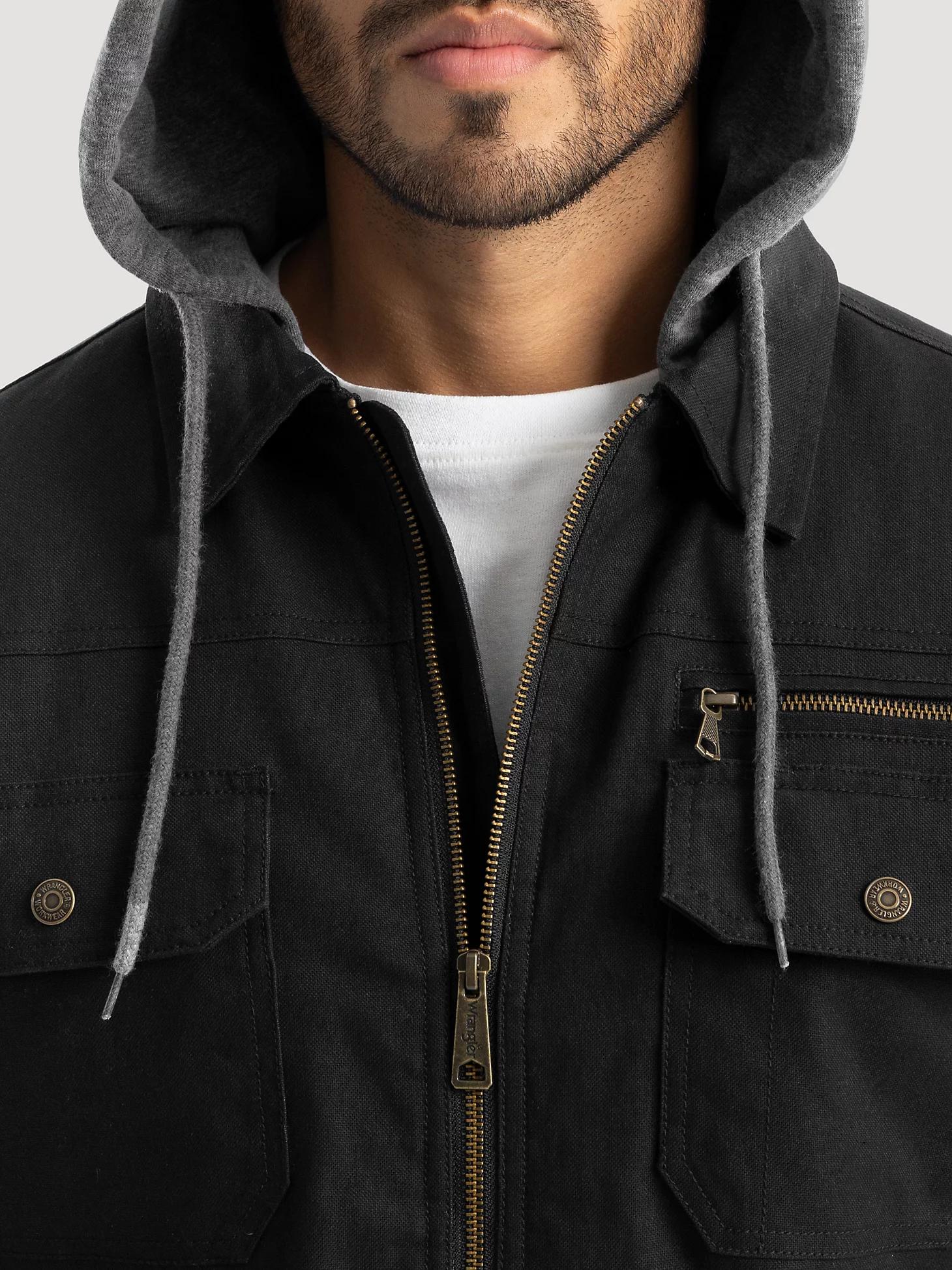 Men's Hooded Workwear Quilted Lined Shirt Jacket Caviar Product Image