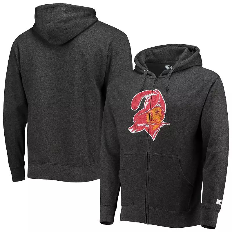 Men's Starter Pewter Tampa Bay Buccaneers Throwback Logo Full-Zip Hoodie, Size: XL, Charco Product Image