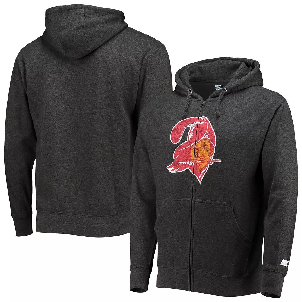 Men's Starter Pewter Tampa Bay Buccaneers Throwback Logo Full-Zip Hoodie, Size: XL, Charco Product Image