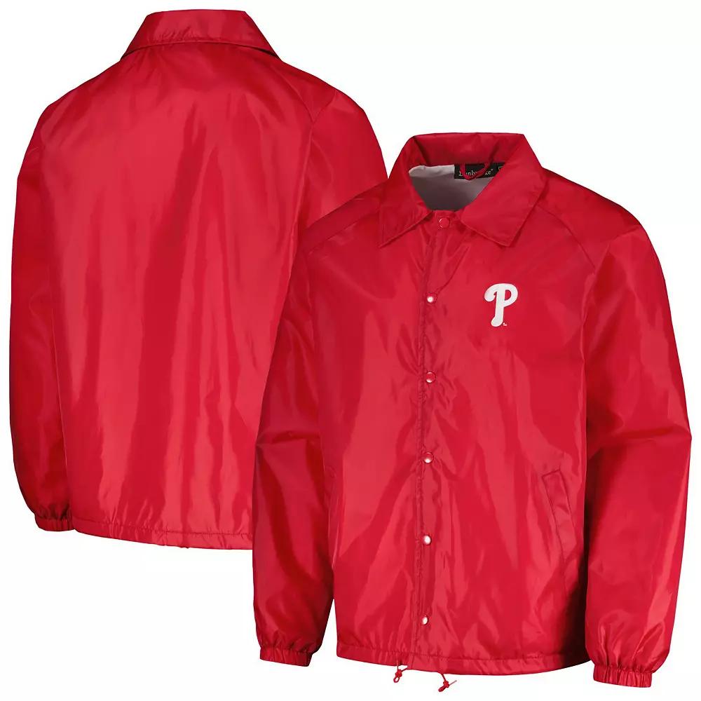 Men's Dunbrooke Red Philadelphia Phillies Coach's Raglan Full-Snap Windbreaker Jacket,  Product Image