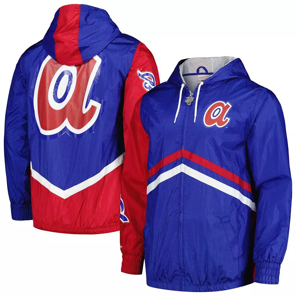 Men's Mitchell & Ness Royal Atlanta Braves Undeniable Full-Zip Hoodie Windbreaker Jacket,  Product Image