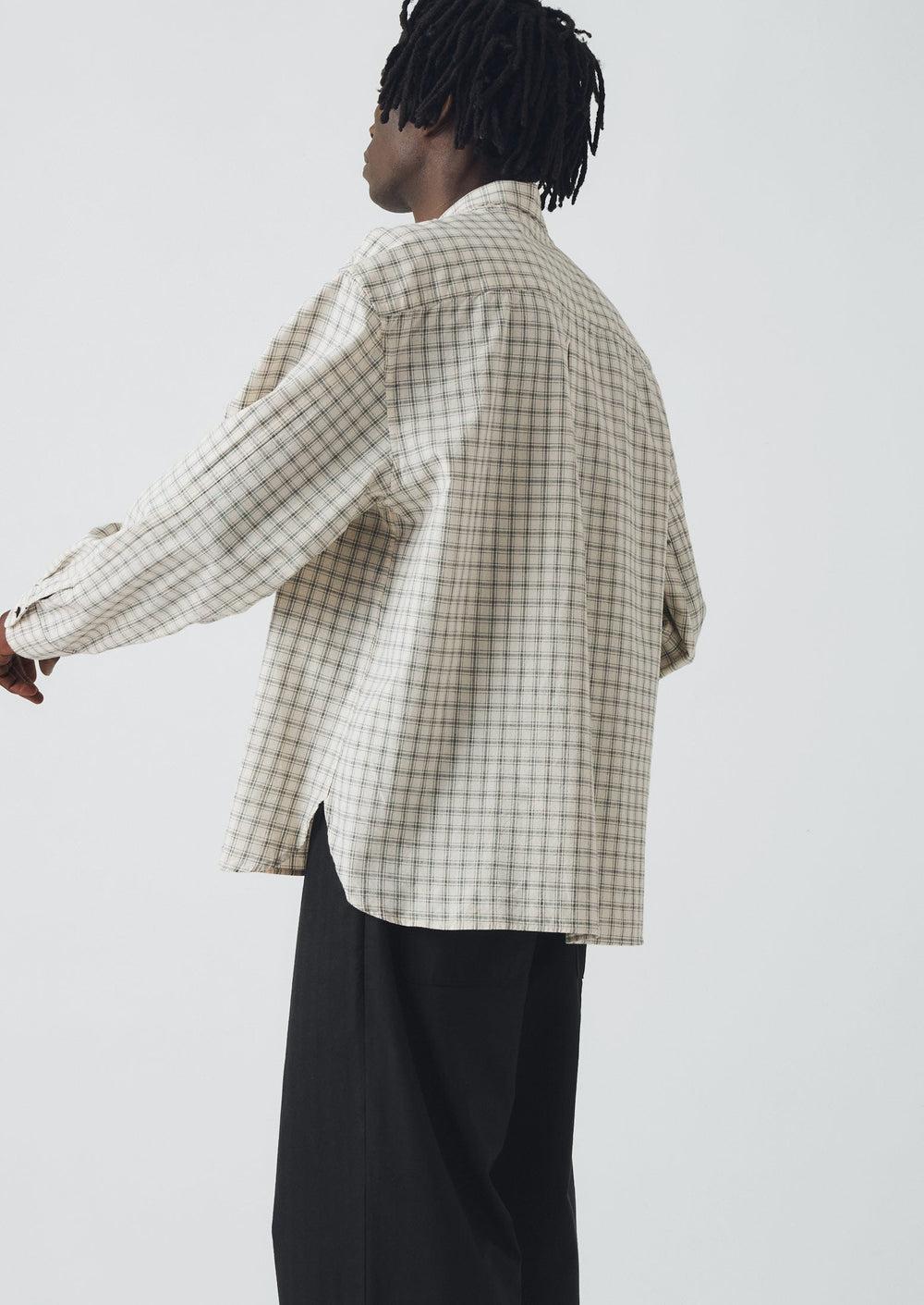 Cotton Window Pane Check Shirt | Ecru/Slate Product Image