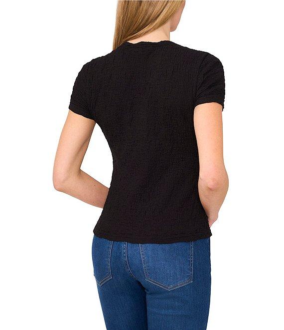 CeCe Textured Knit Crew Neck Short Sleeve Tee Product Image