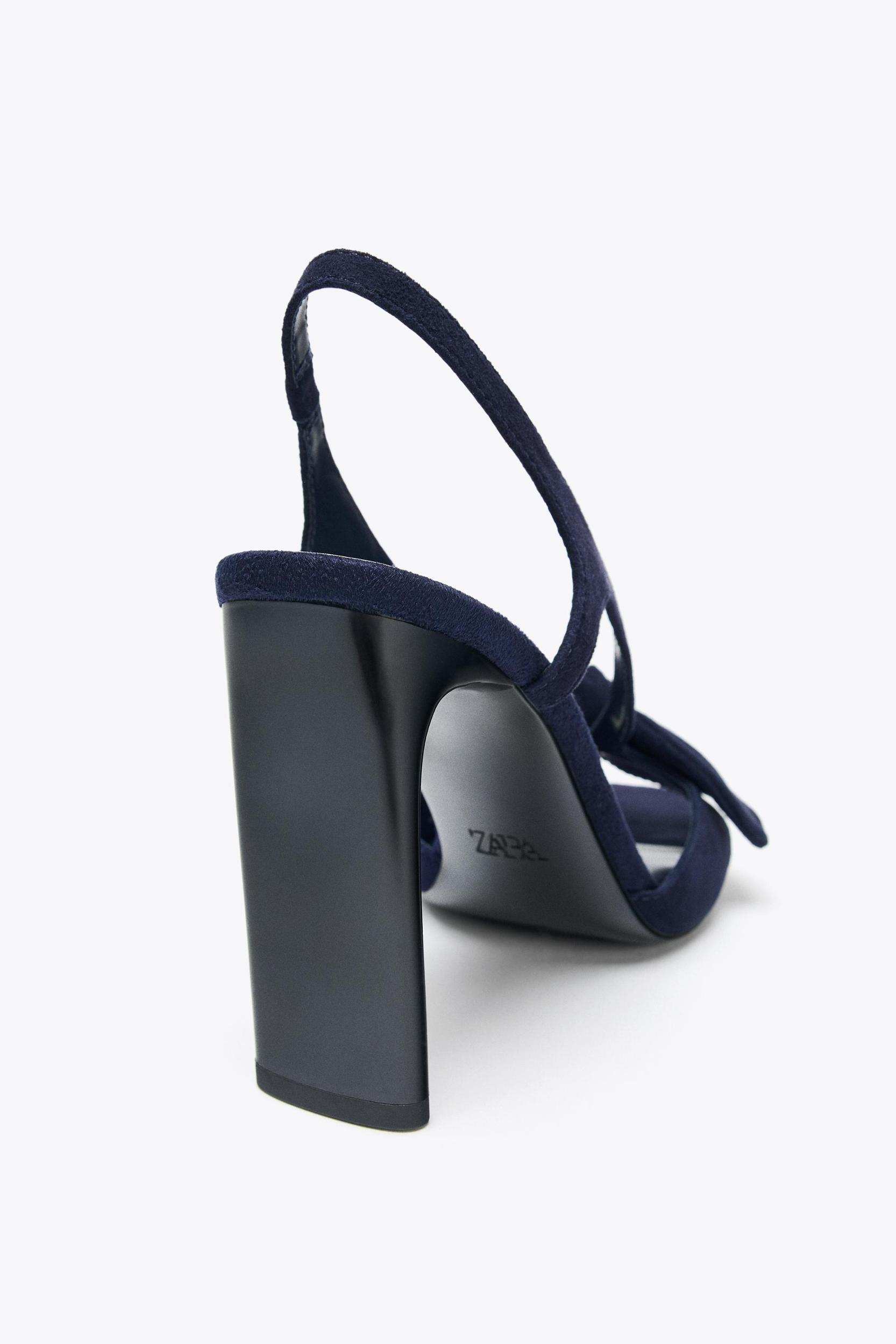 SUEDE BOW HEELED SANDALS Product Image