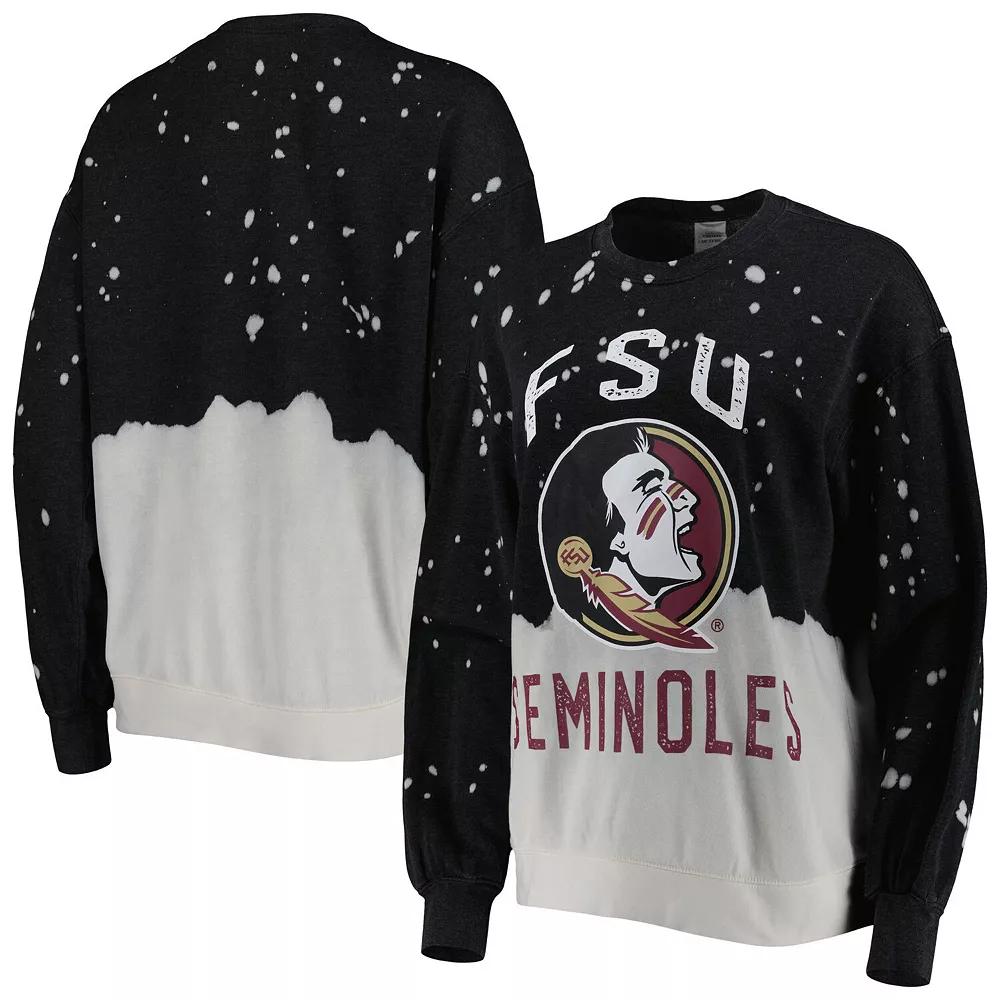 Women's Gameday Couture Black Florida State Seminoles Twice As Nice Faded Dip-Dye Pullover Long Sleeve Top, Size: Small Product Image