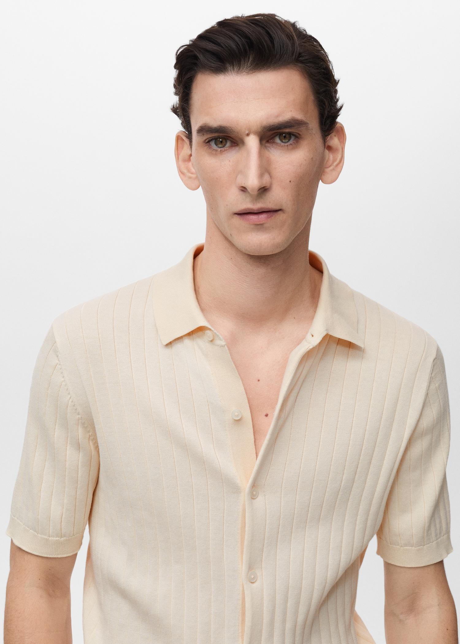 Fine rib-knit shirt - Men | MANGO USA Product Image