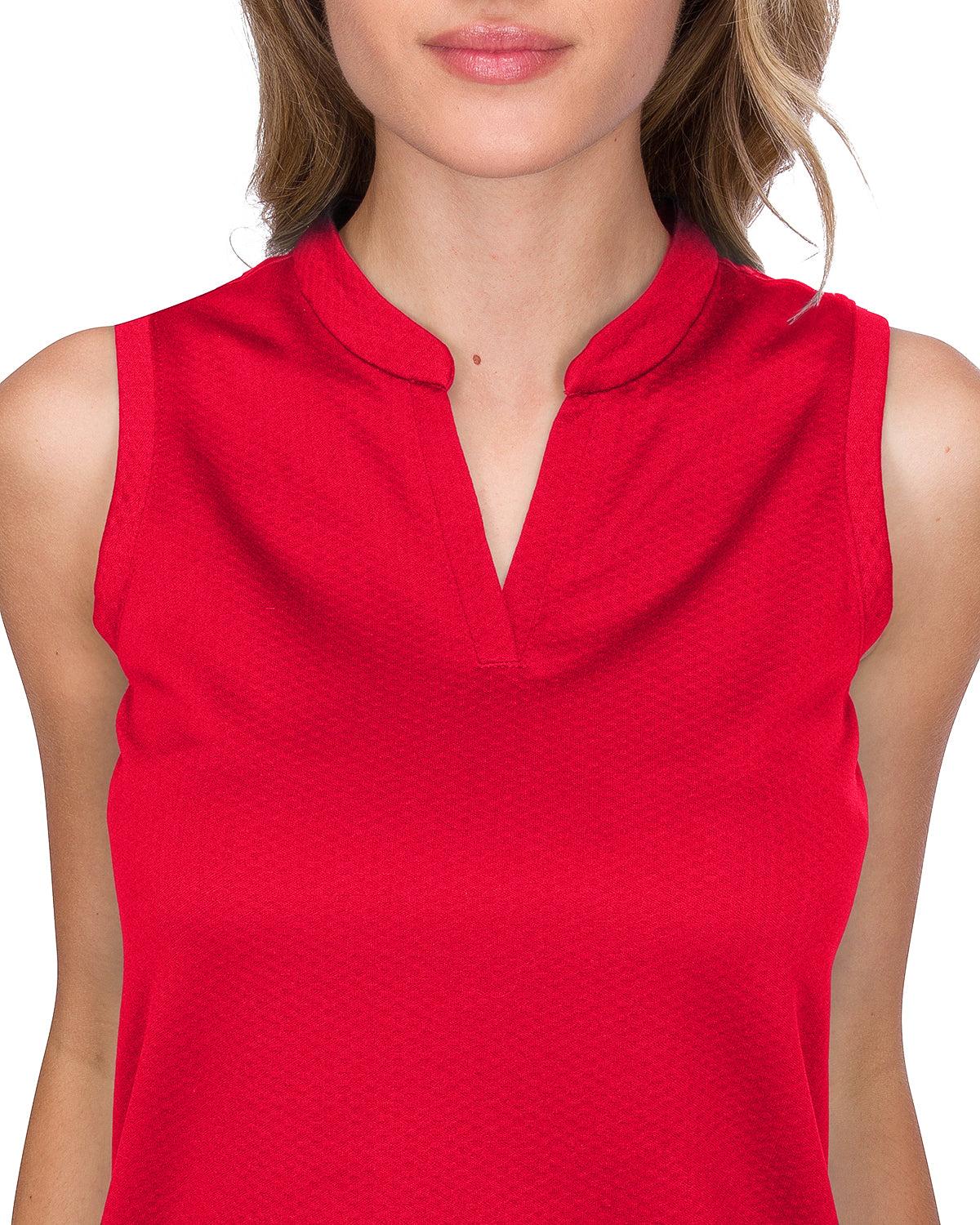 Three Sixty Six Women's Waffle-Textured Collarless Golf Polo Female Product Image