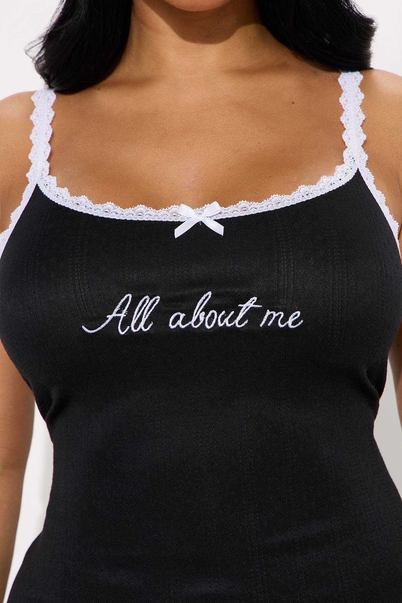It's All About Me Pointelle Cami PJ Sleep Dress - Black/White Product Image
