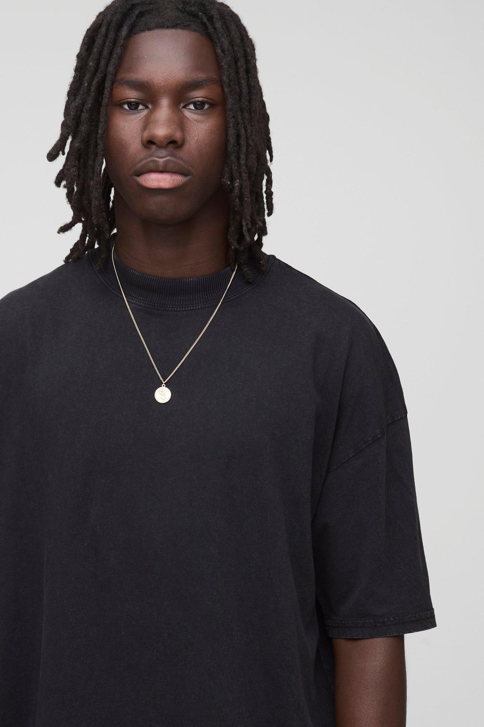 Black Oversized Official Over The Seam Printed T-Shirt | boohooMAN USA Product Image