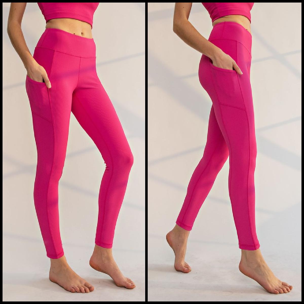 Ribbed Yoga Leggings With Pockets Product Image