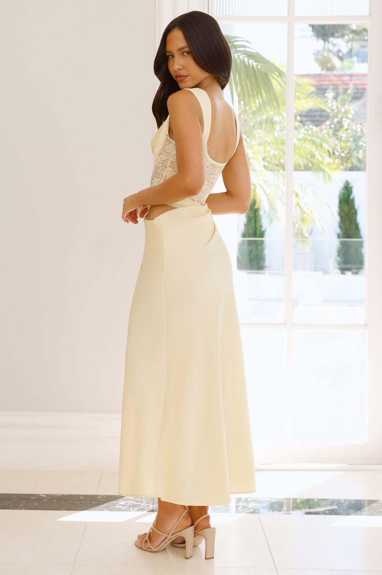 Daydream Daze Lace Maxi Dress Yellow Product Image