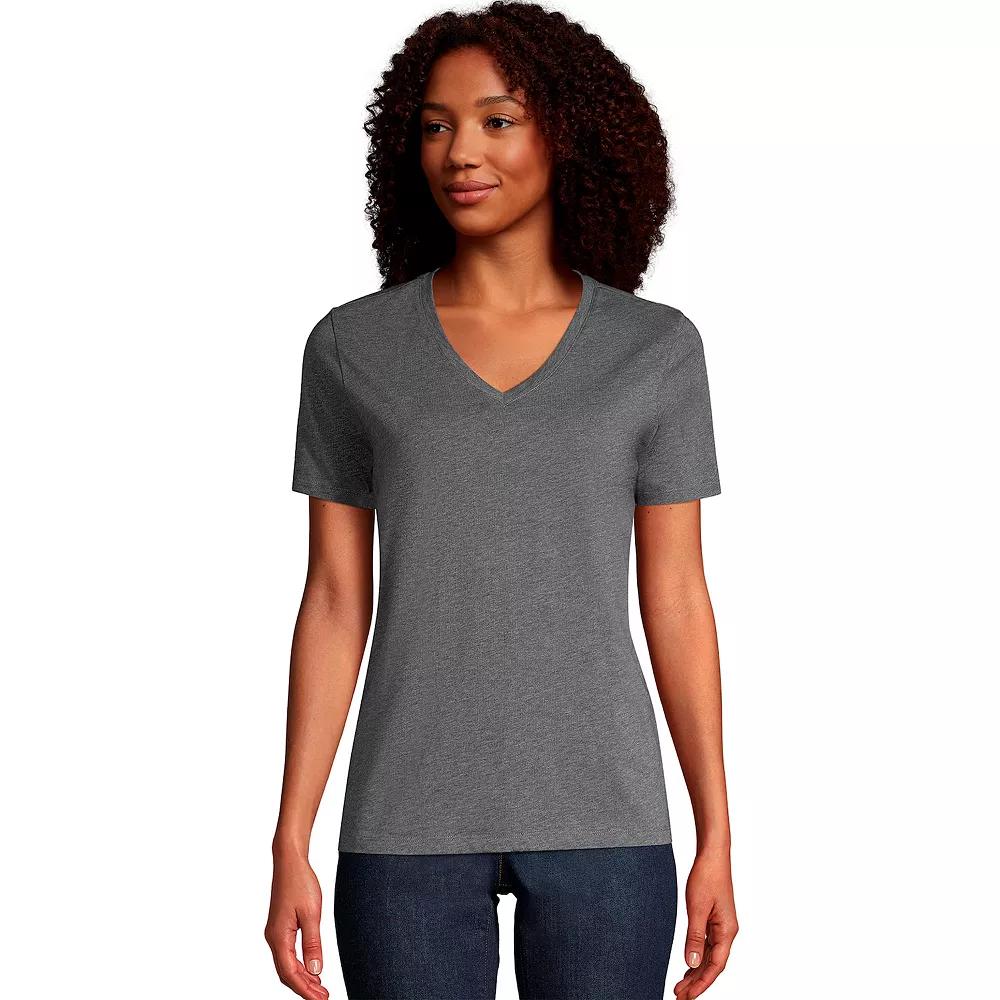 Petite Lands' End Relaxed-Fit Supima Cotton V-Neck Tee, Women's,  Product Image