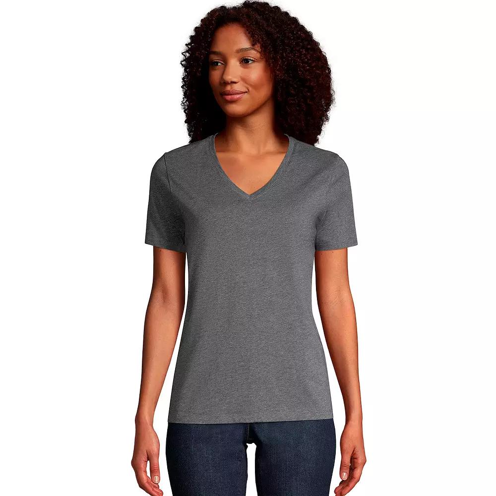Petite Lands' End Relaxed-Fit Supima Cotton V-Neck Tee, Women's,  Product Image