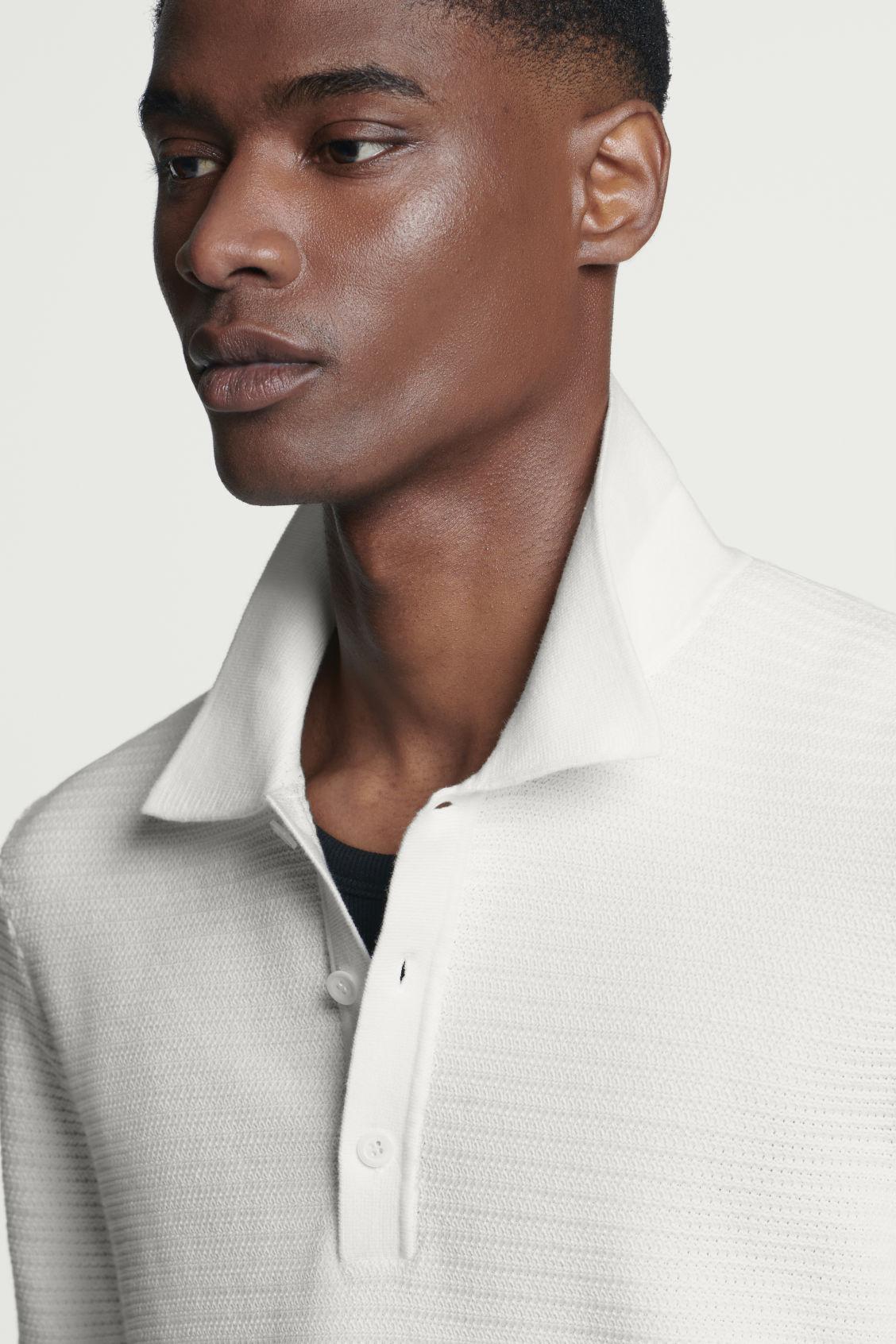 TEXTURED KNITTED COTTON POLO SHIRT Product Image