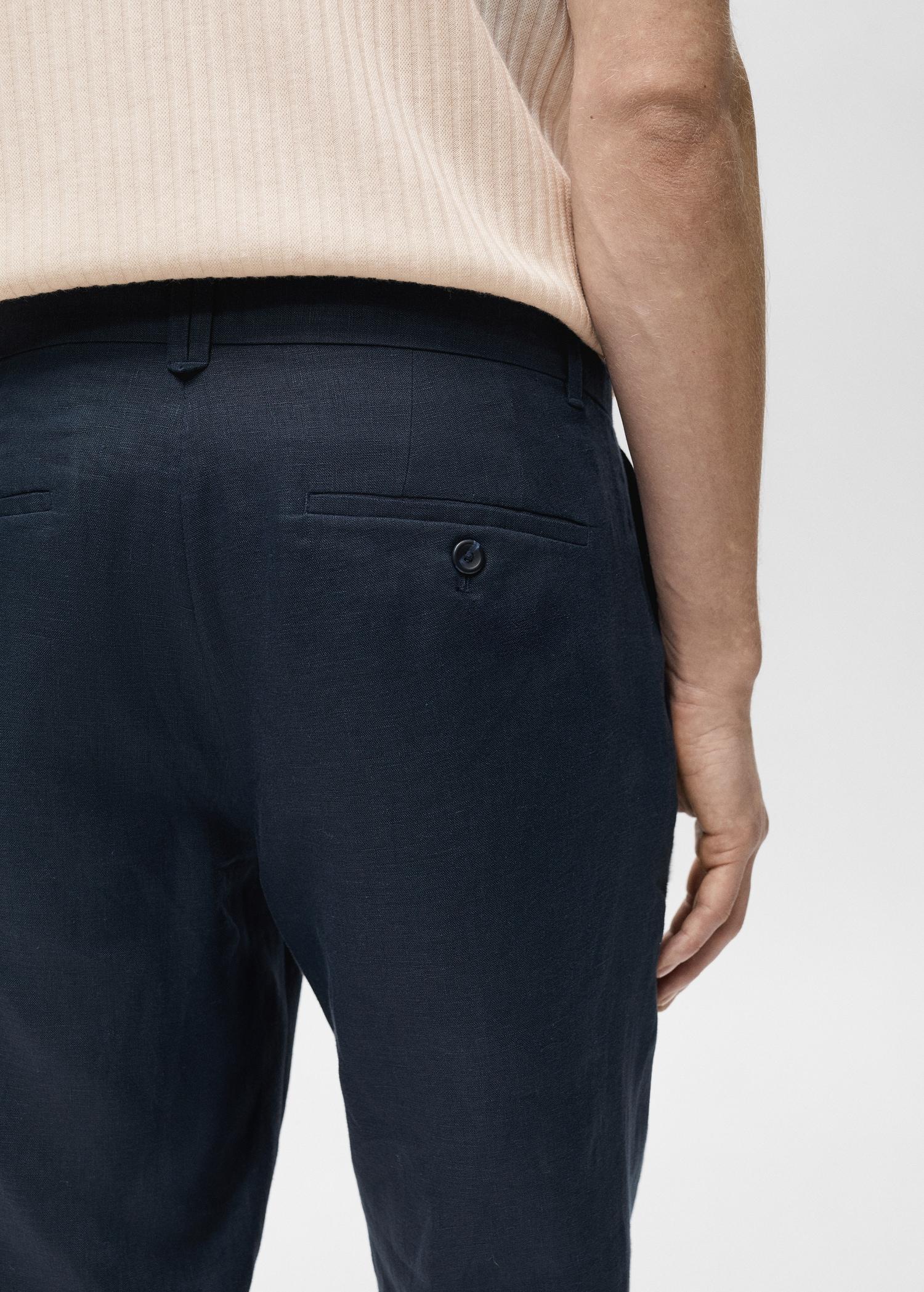 Slim-fit 100% linen pants - Men | MANGO USA Product Image