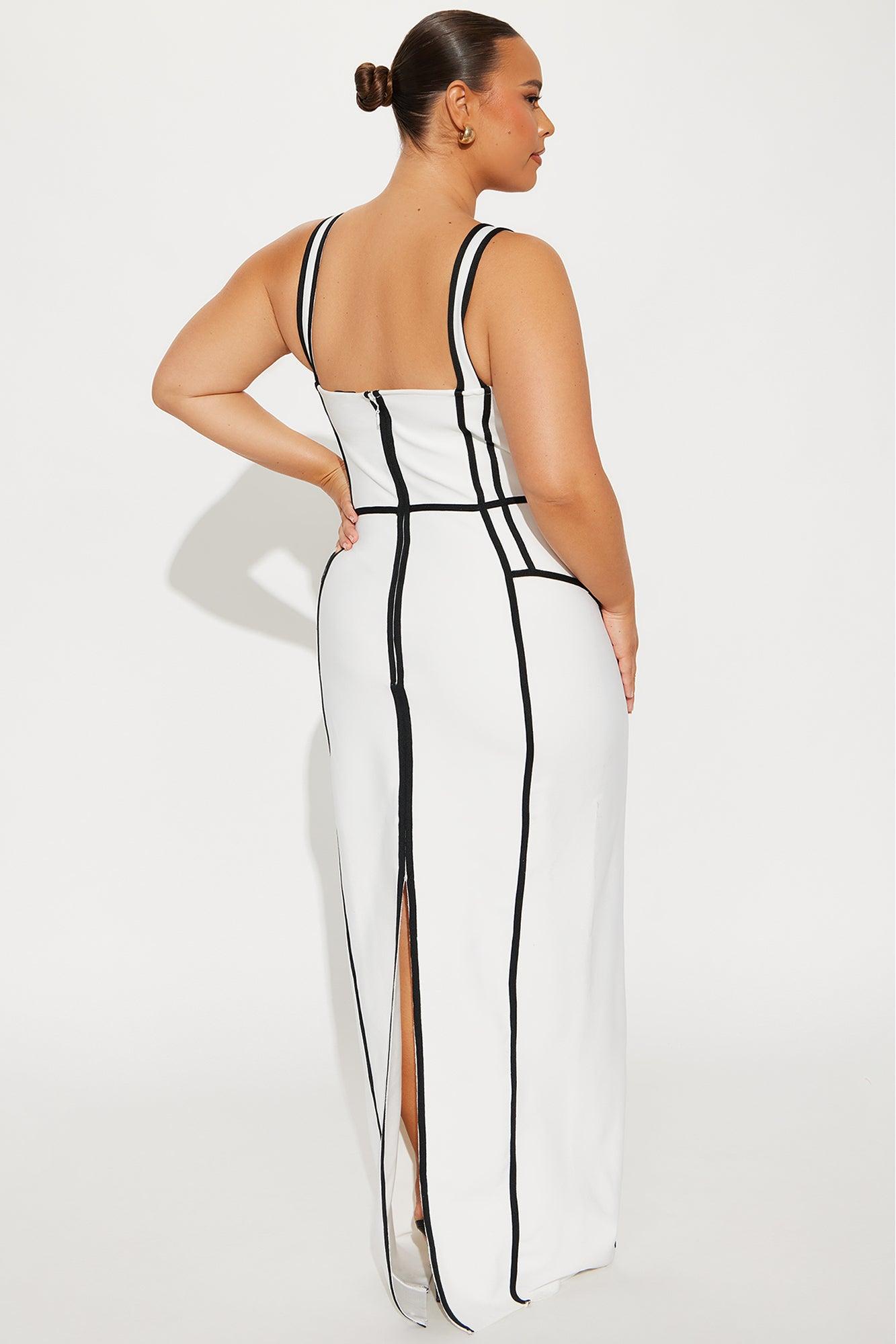 Ivy Bandage Maxi Dress - White/Black Product Image