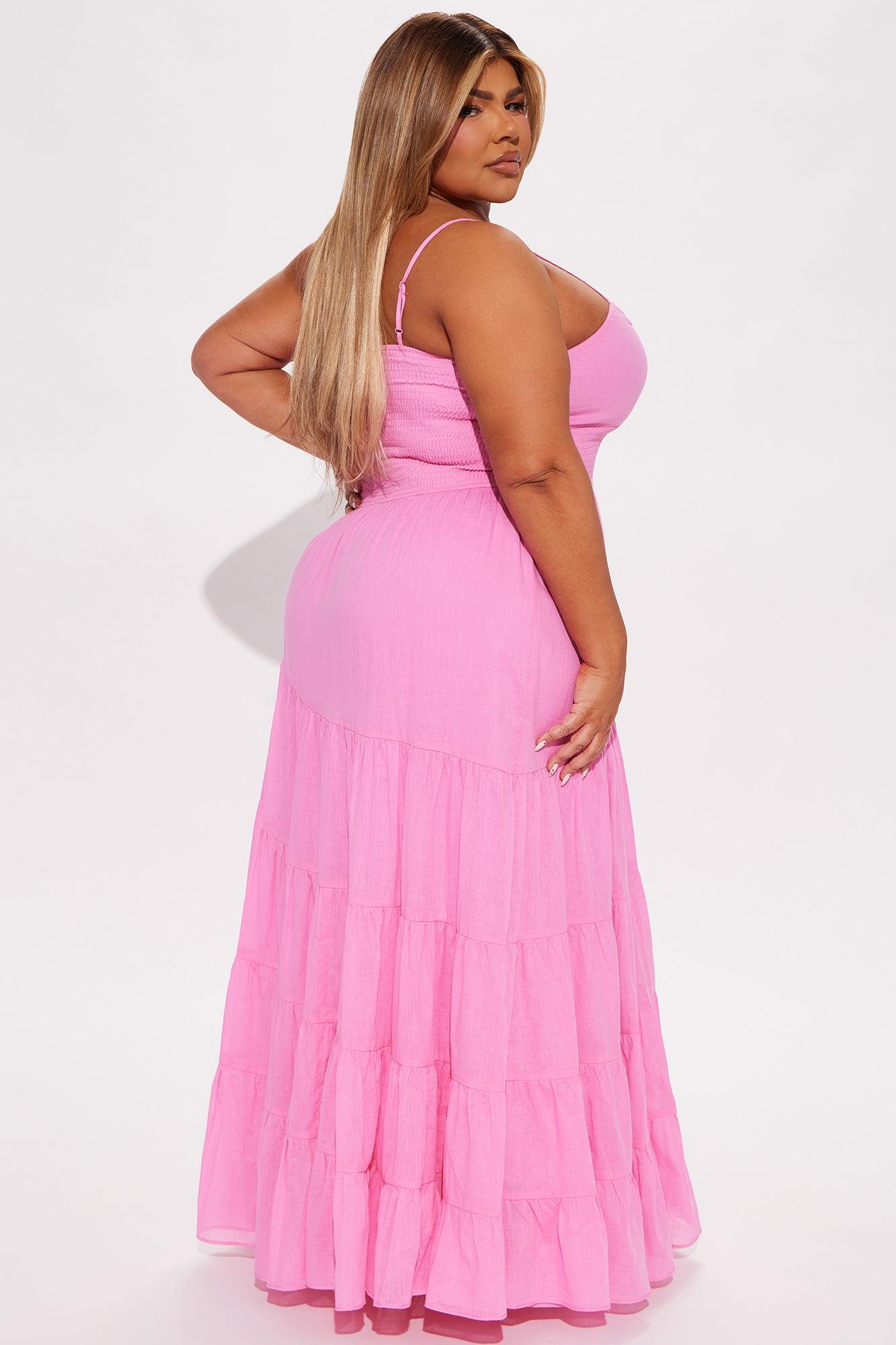Everly Tiered Maxi Dress - Hot Pink Product Image