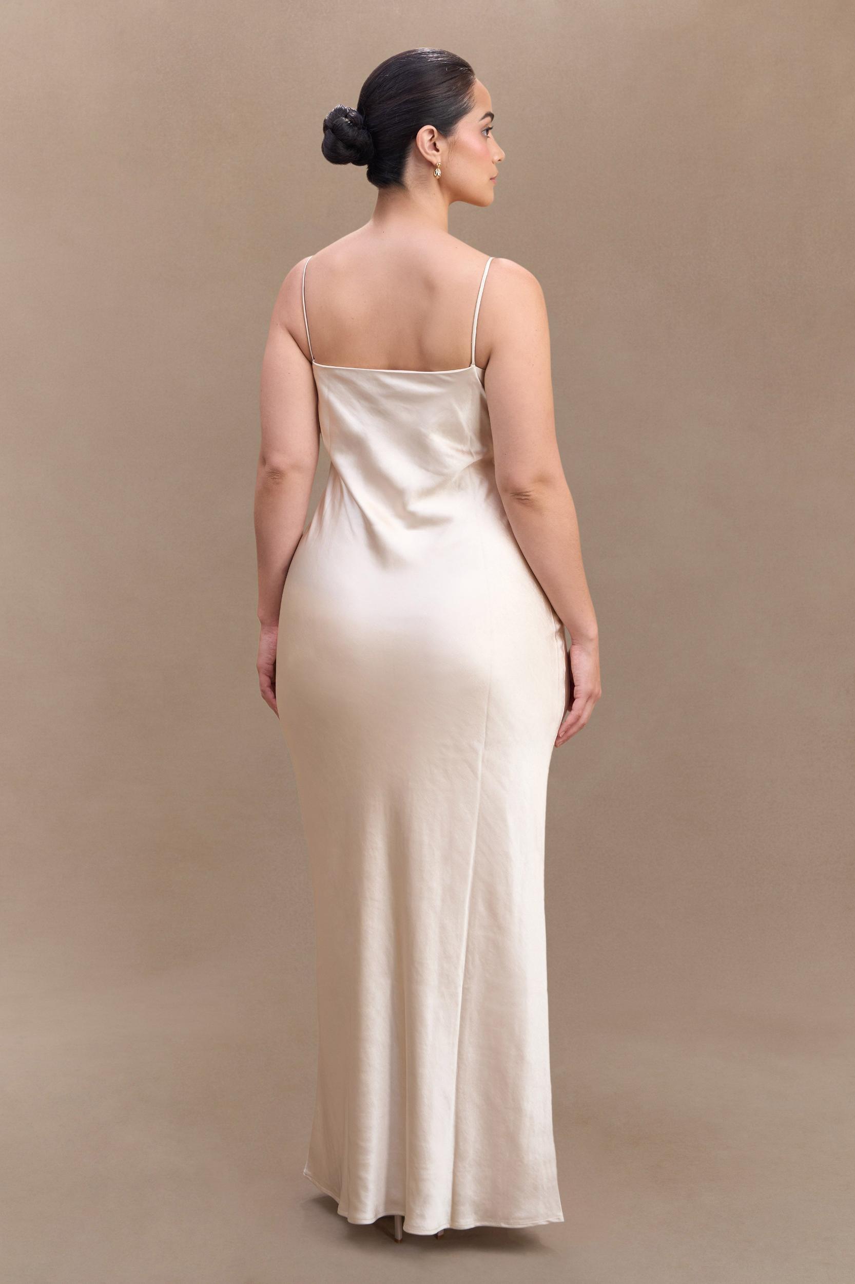 Lilly Sweetheart Satin Maxi Dress - Blush Gold Product Image