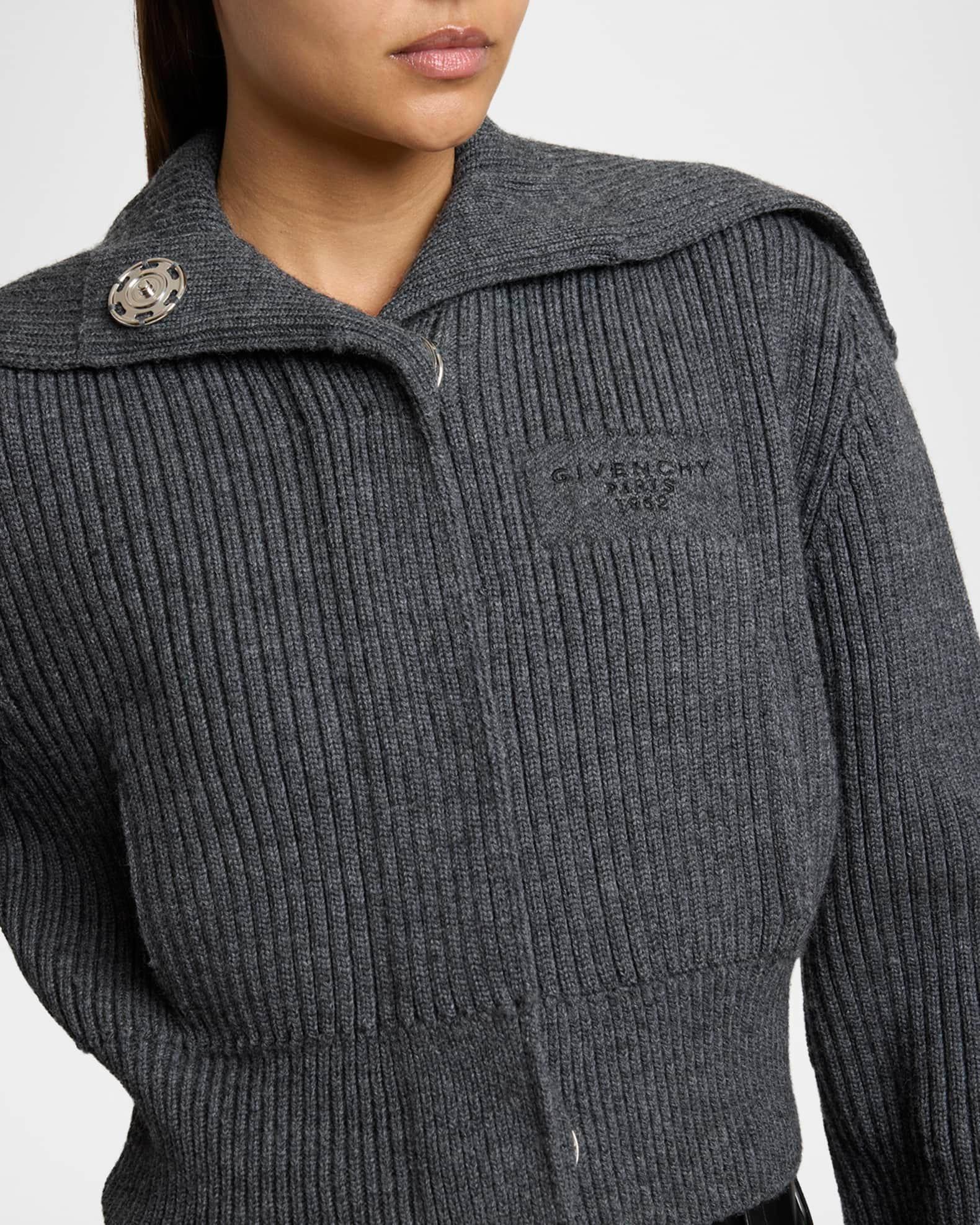 Ribbed Oversized Collar Cardigan Product Image