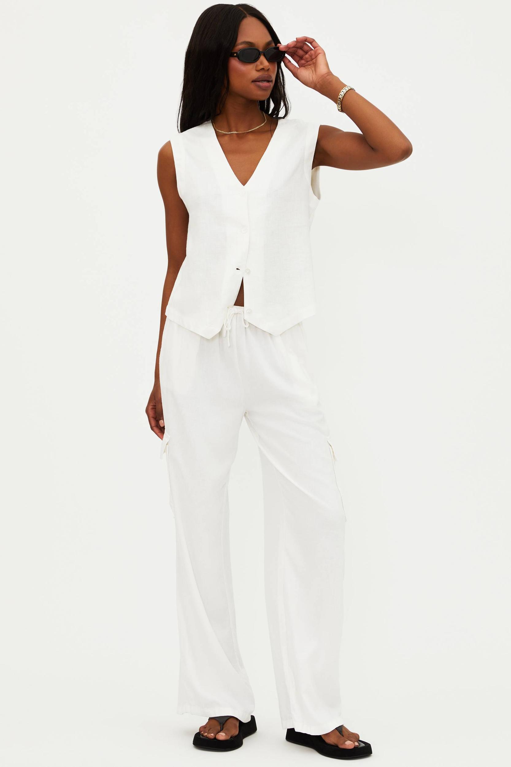 Amara Pant White Linen Product Image