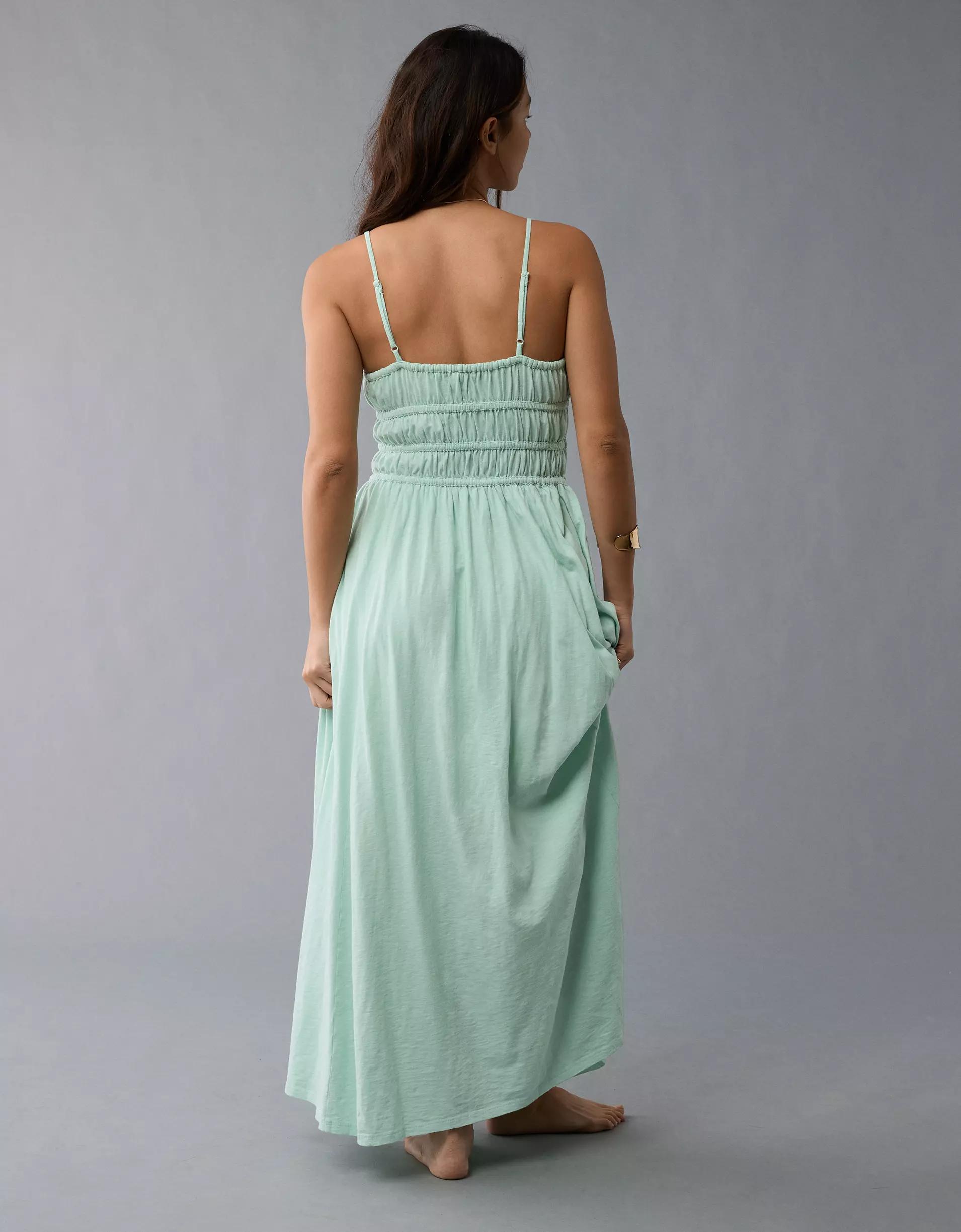 AE Sunchaser Knit Smocked Bodice Midi Dress Product Image