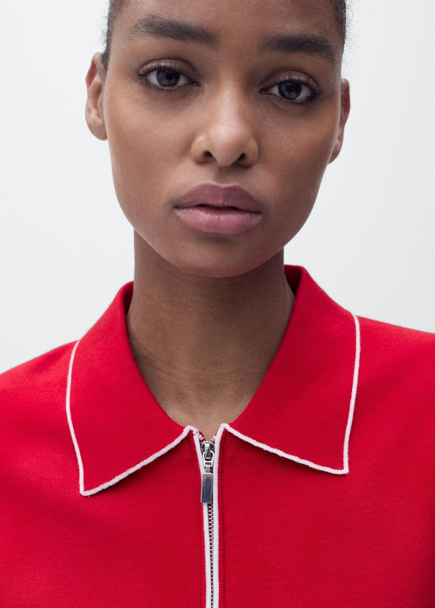 Polo-neck sweater with contrasting trims - Women | MANGO USA Product Image