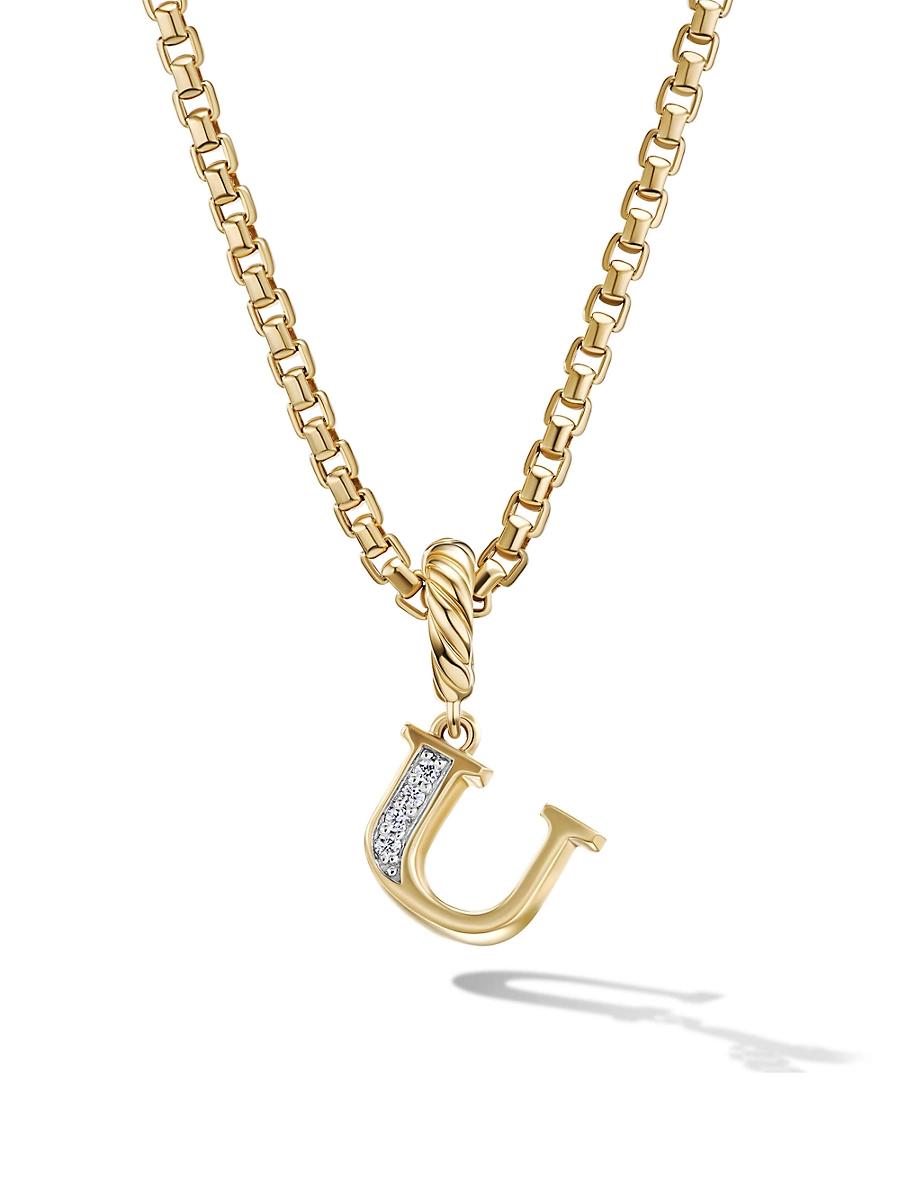 Womens Pav Initial Pendant in 18K Yellow Gold Product Image