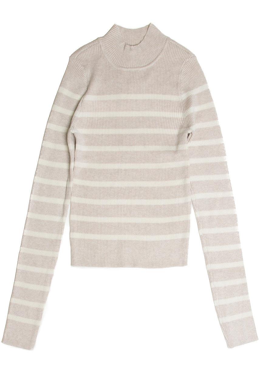 Heather Striped Mock Neck Sweater Product Image
