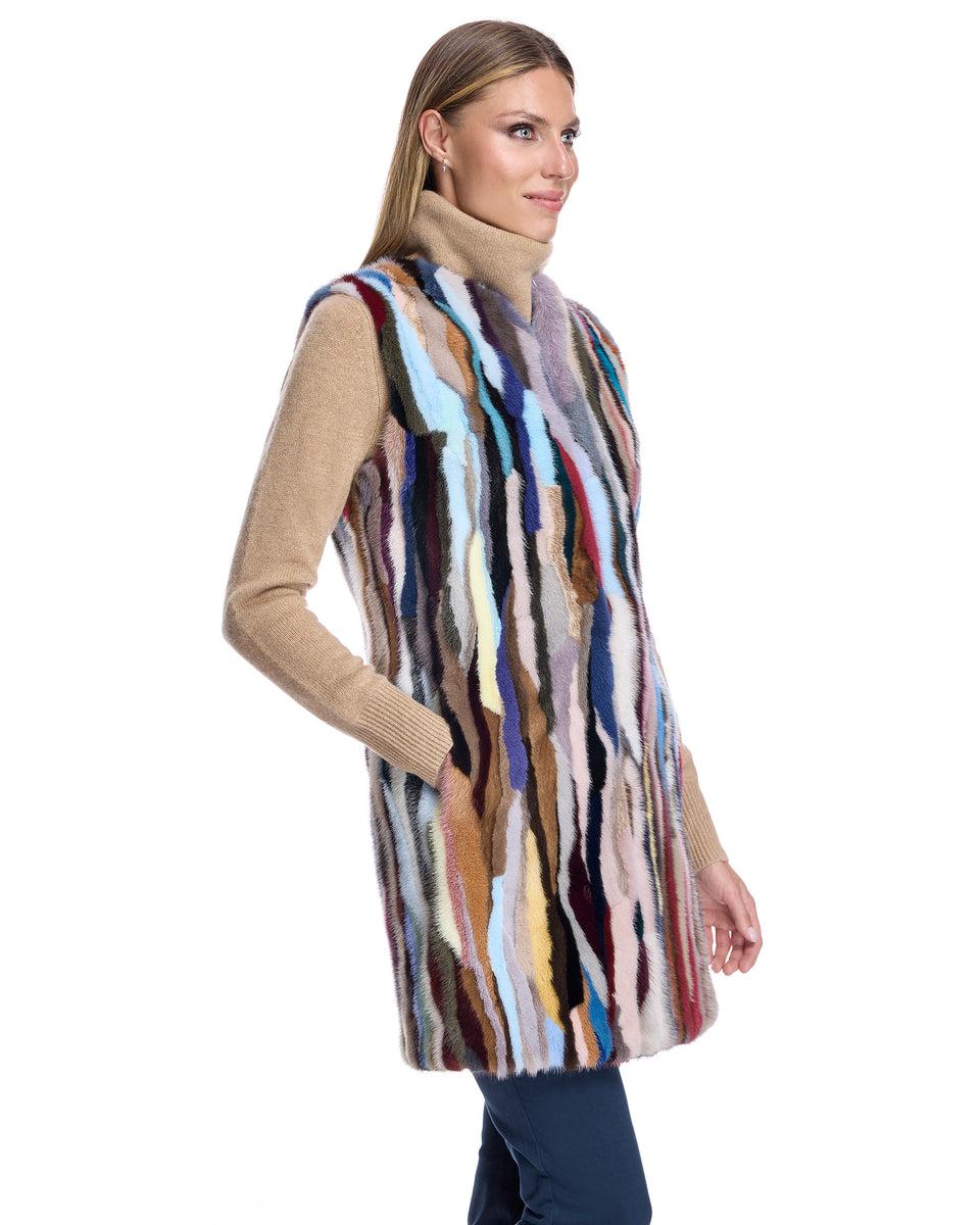 Multicolor Mink Sections vest Product Image