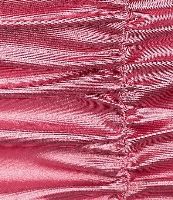 Honey and Rosie Spaghetti Strap Royal Sateen Shirred Short Dress Product Image