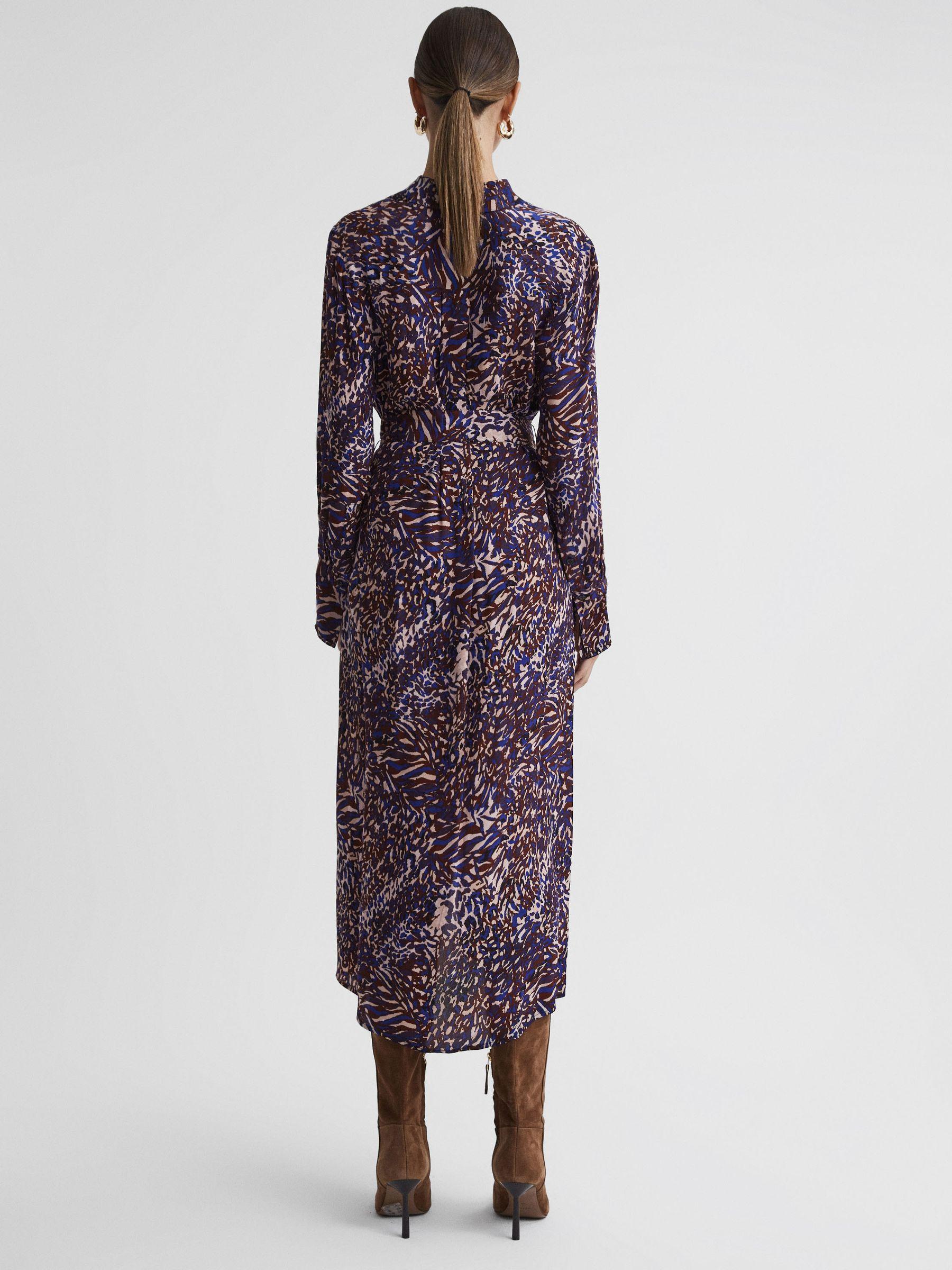 Animal Print Midi Dress in Blue Product Image