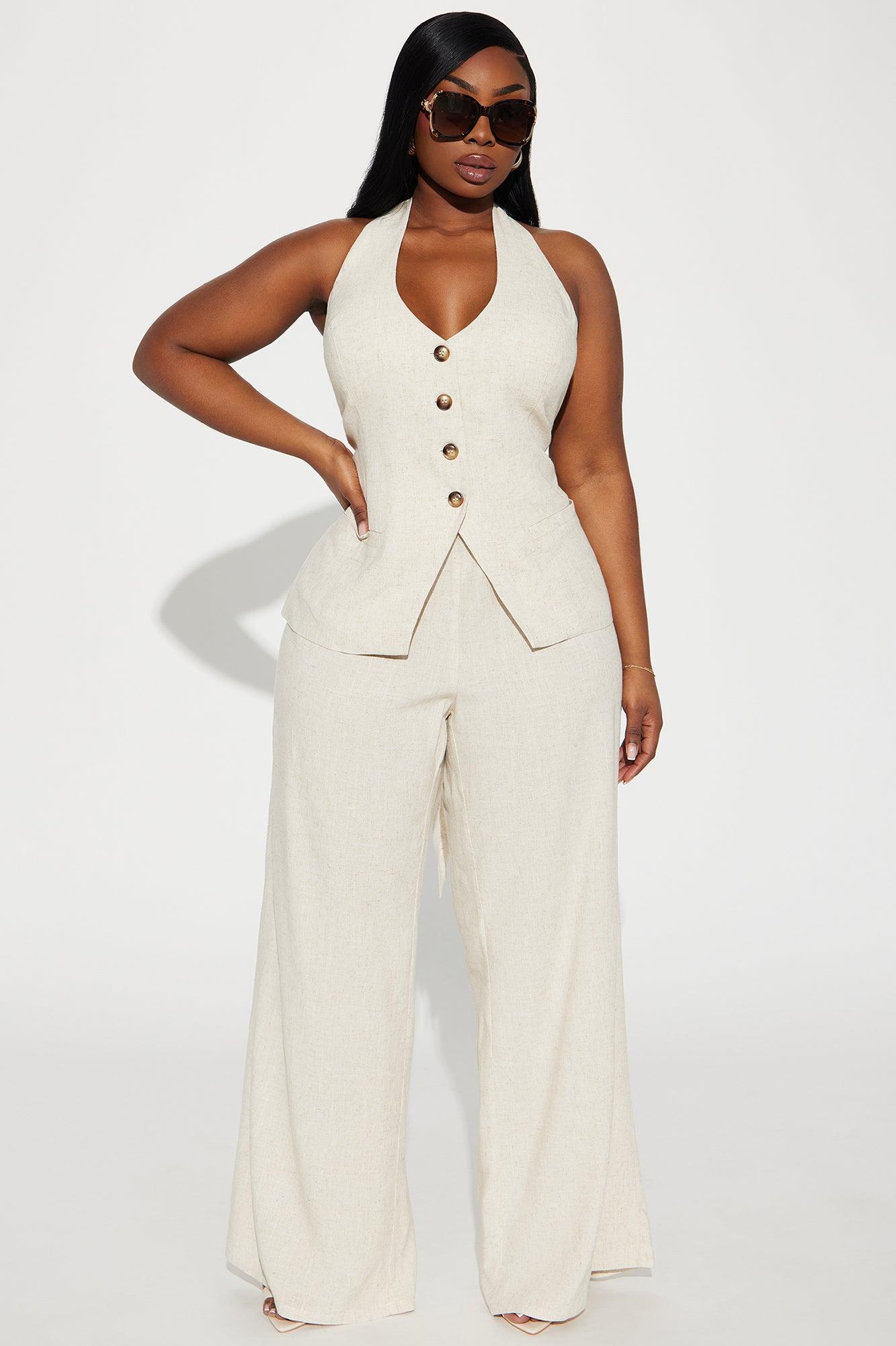 Cece Linen Pant Set - Taupe Product Image