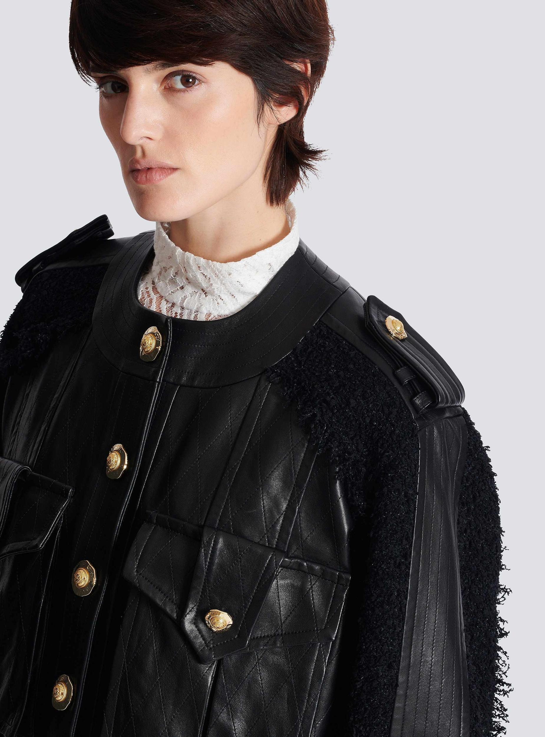 Tweed and leather bomber jacket Product Image