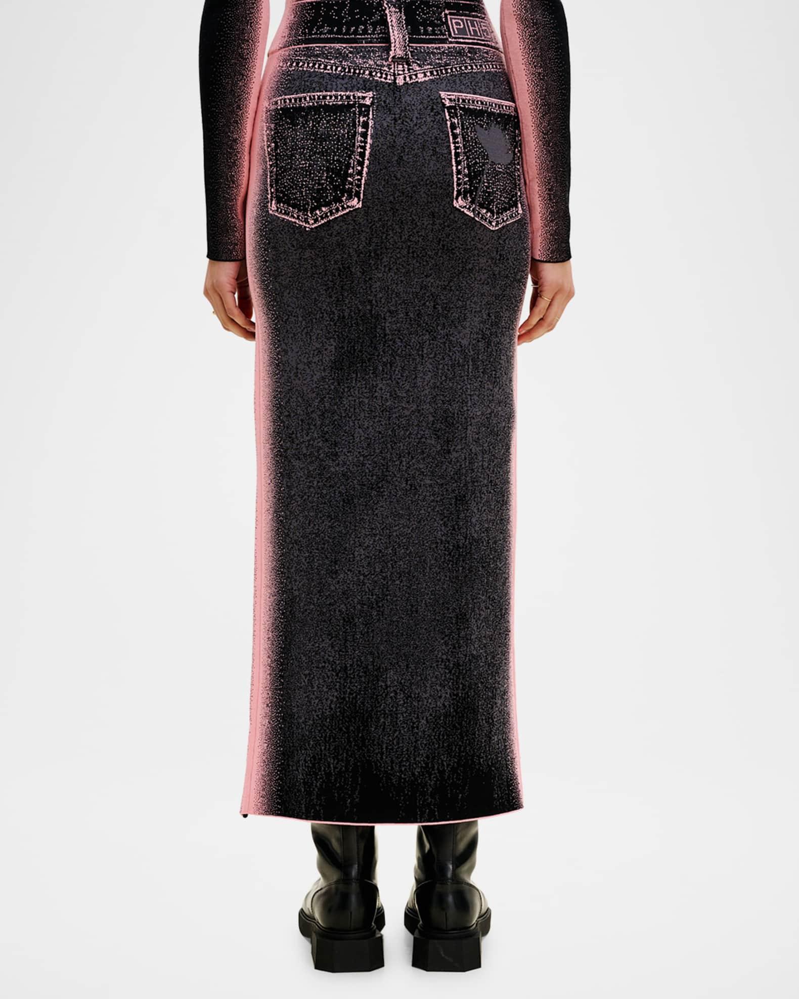 Lily Wavy Denim Maxi Skirt Product Image