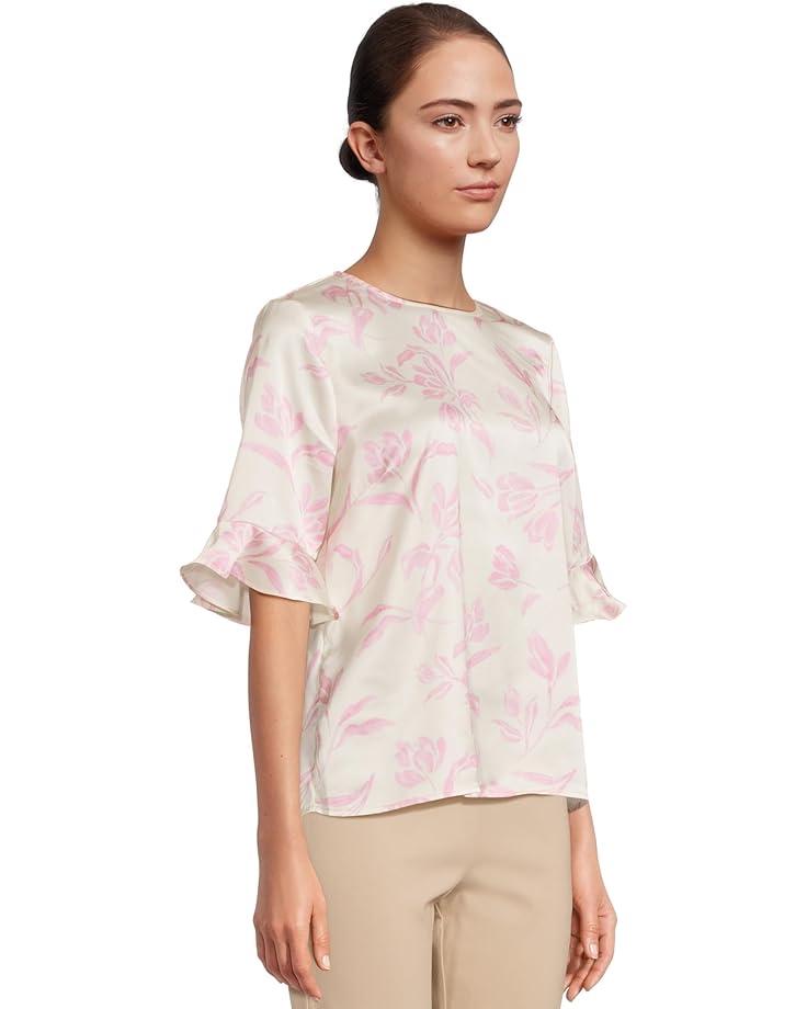 V-Neck Elbow Ruffled Sleeve Knit Top Product Image