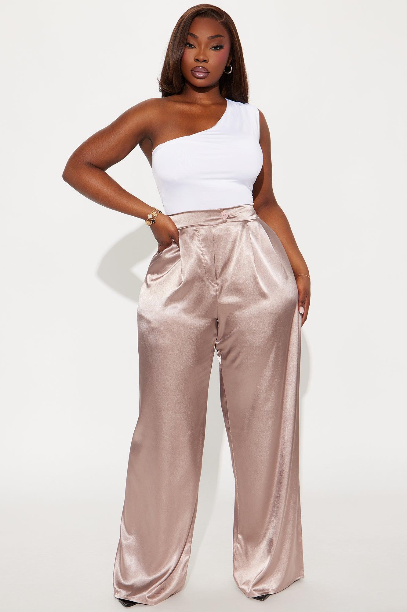 Tone It Down Satin Trouser - Tan Product Image
