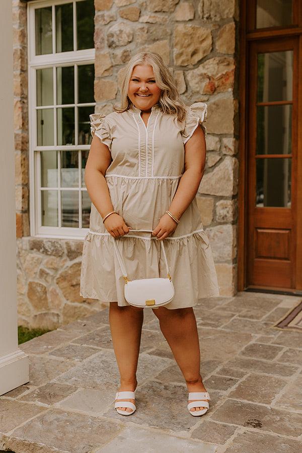 Cue The Charm Mini Dress in Taupe Curves Product Image