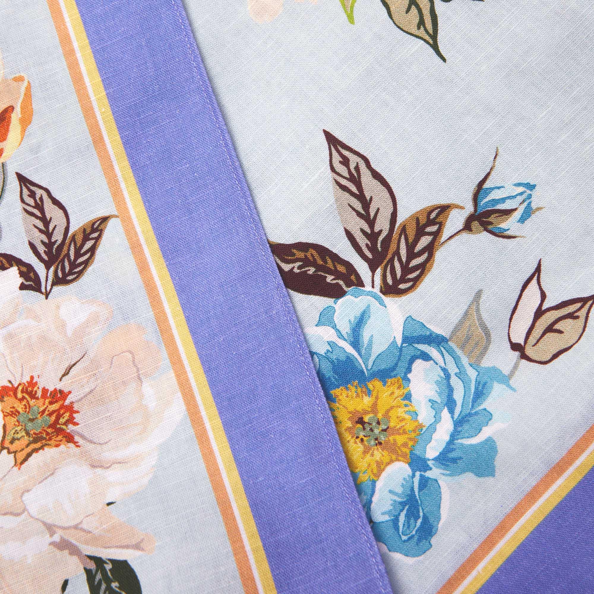 Blue Floral Linen Shorts Product Image