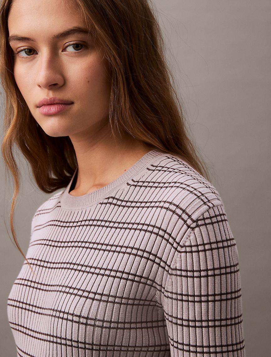 Smooth Cotton Rib Stripe Sweater Product Image