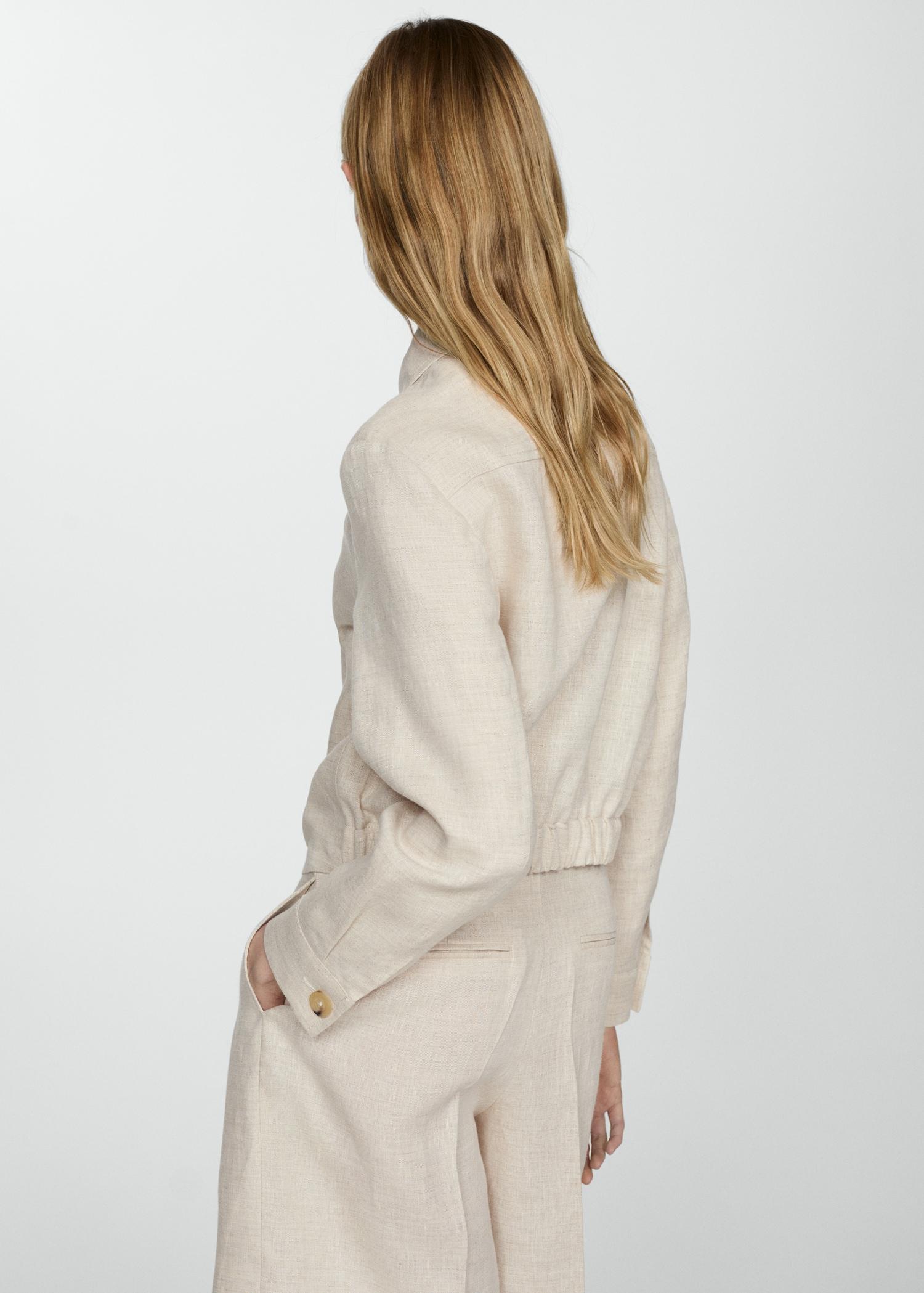 100% linen jacket with zip - Women | MANGO USA Product Image
