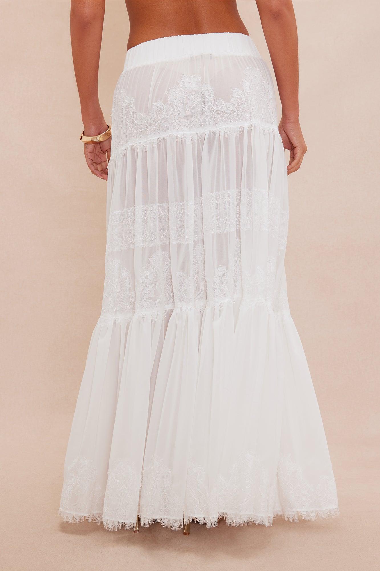 Odette Lace Maxi Skirt - White Product Image
