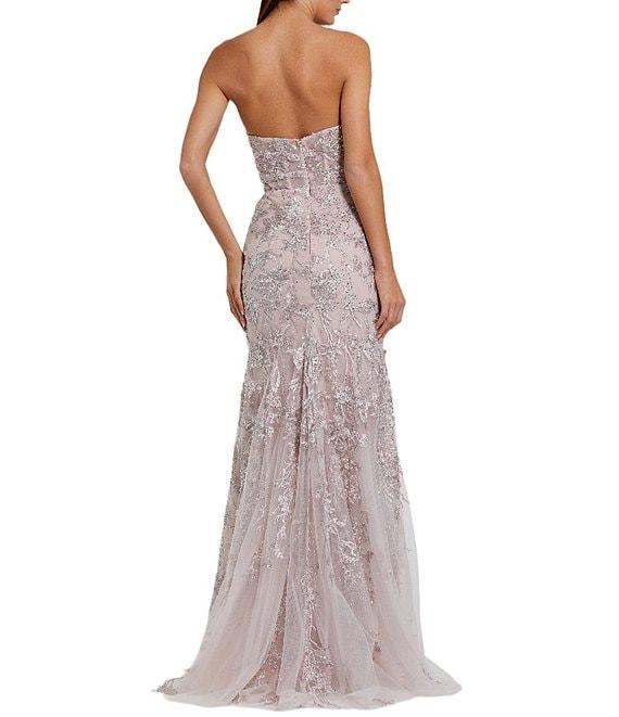 Mac Duggal 3D Flower Strapless Embroidered Mesh Mermaid Gown Product Image