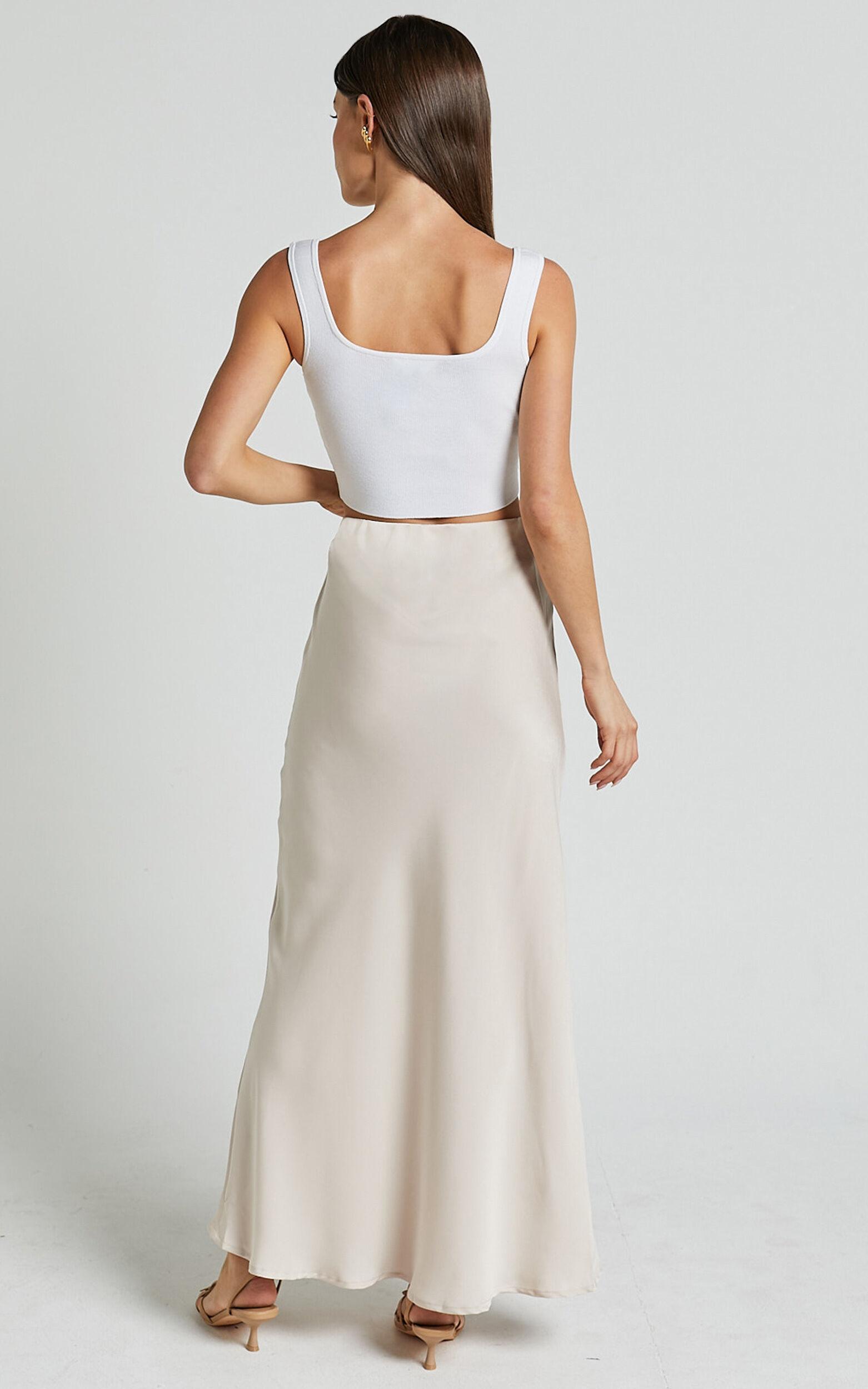 Emlei Top - Square Neck Cropped Knit Top in White Product Image