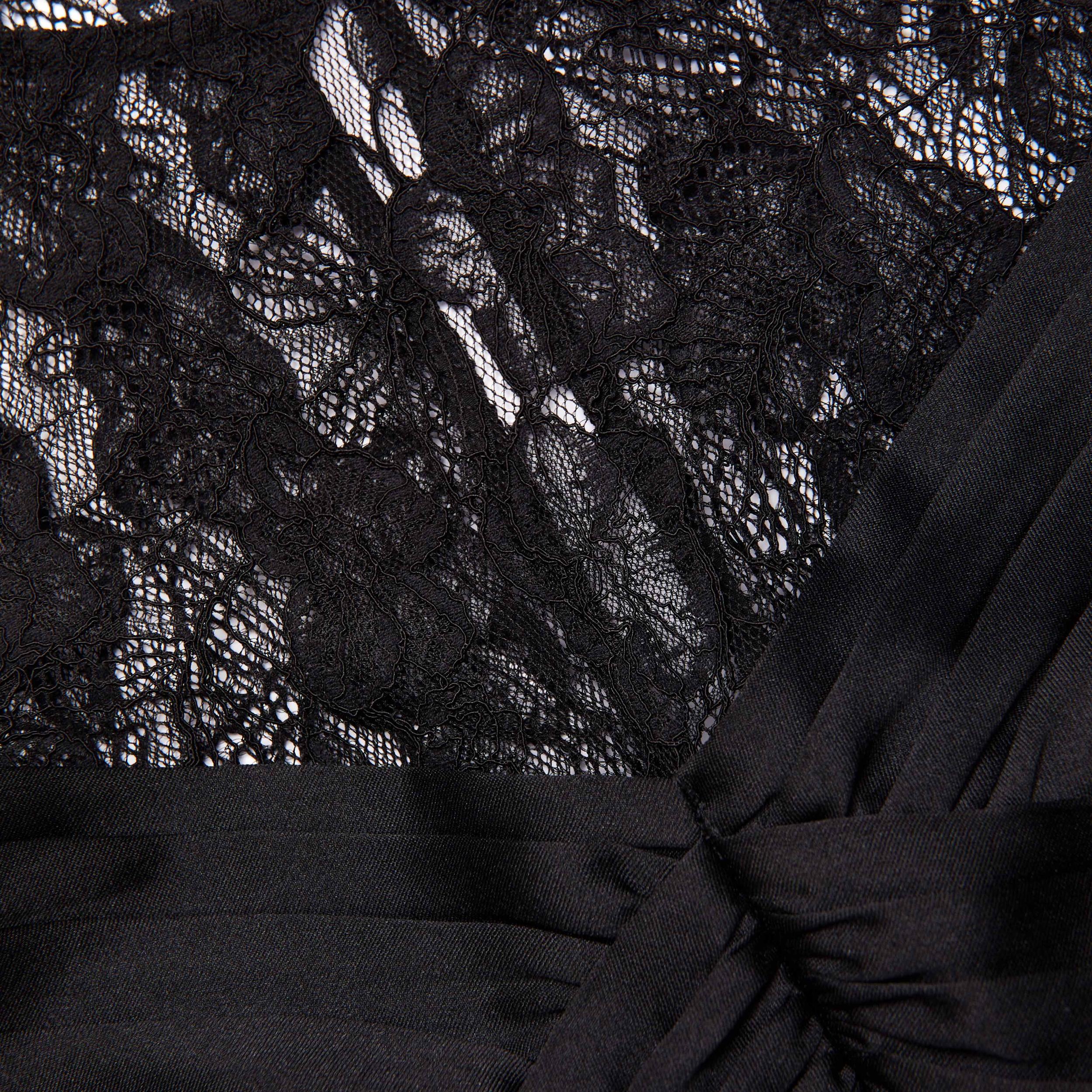 Black Taffeta Lace Mini Dress Product Image