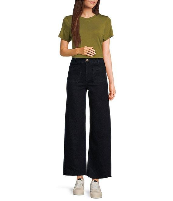Every Pocket High Rise Frayed Hem Wide Leg Jeans Product Image