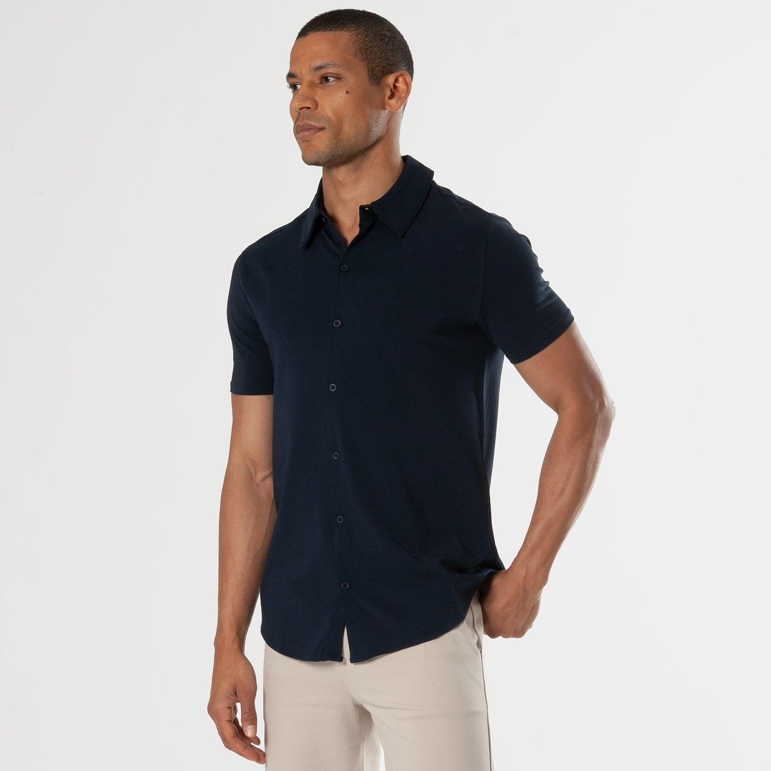 Navy Short Sleeve Knit Shirt Product Image