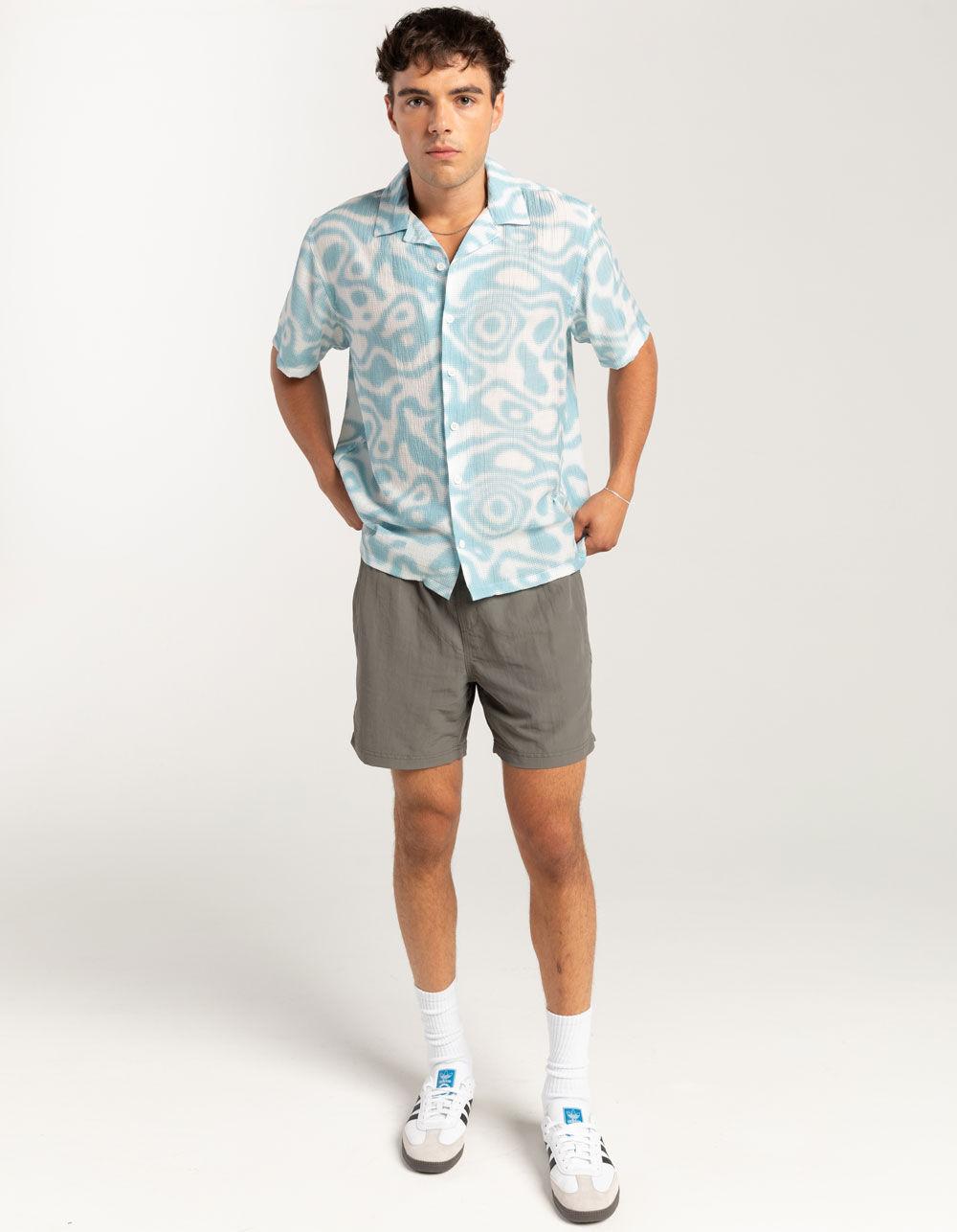 RSQ Mens Texture Blur Camp Shirt - BLUE Product Image