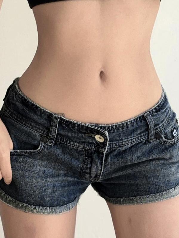 Vintage Design Flap Denim Shorts Product Image