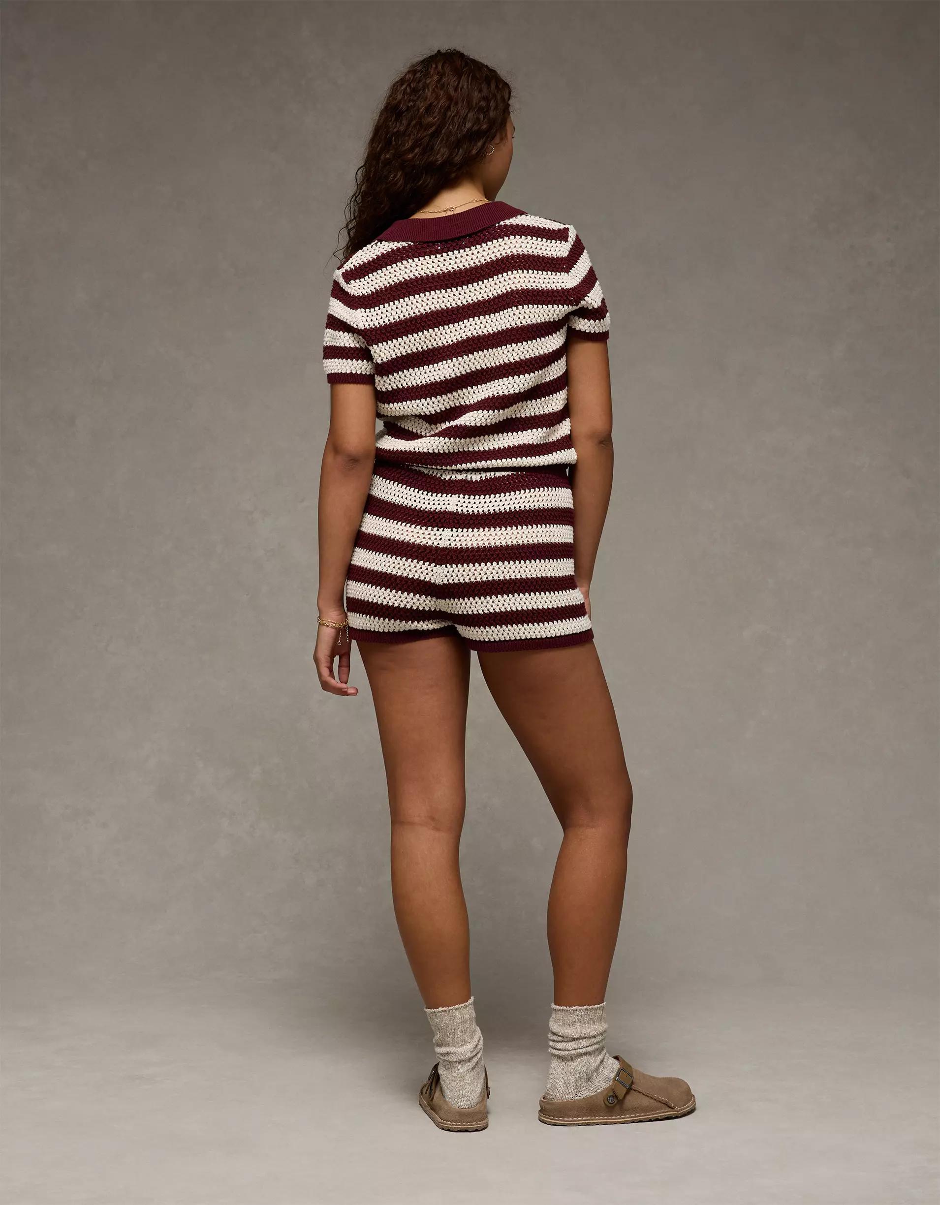AE Crochet Sweater Striped Short Product Image