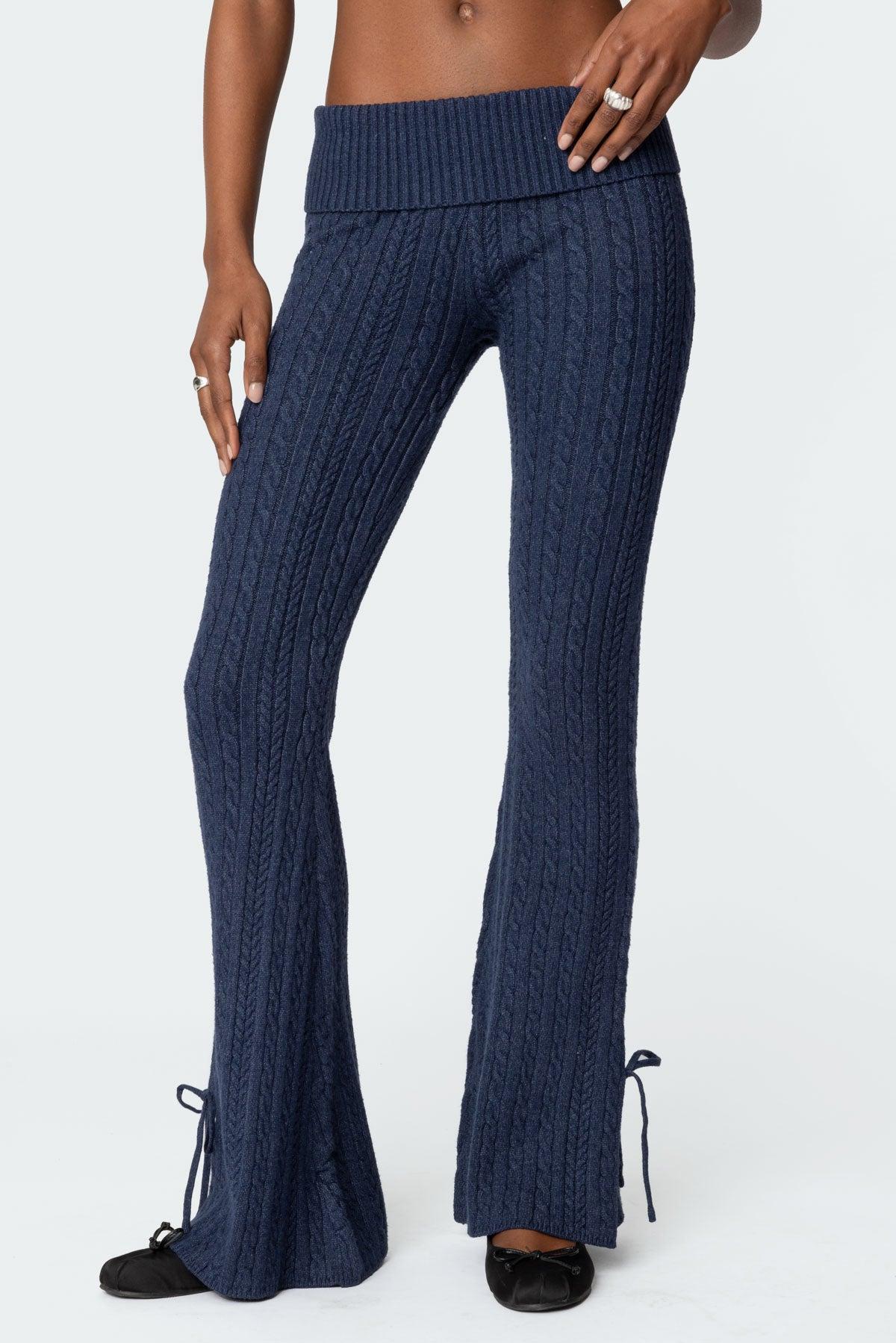 Chase Fold Over Cable Knit Pants Product Image